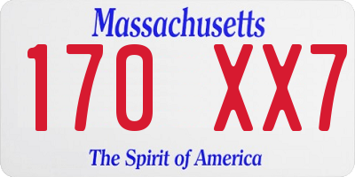 MA license plate 170XX7