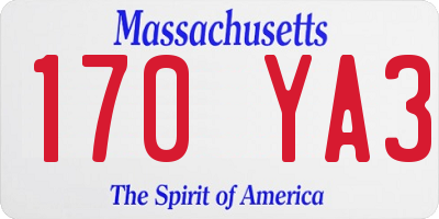 MA license plate 170YA3