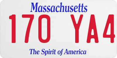 MA license plate 170YA4