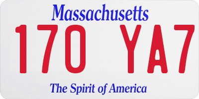 MA license plate 170YA7