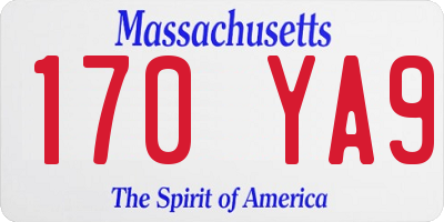 MA license plate 170YA9