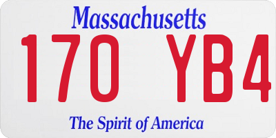 MA license plate 170YB4