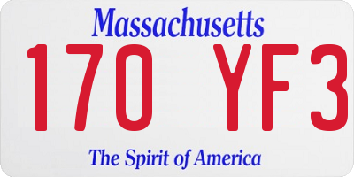 MA license plate 170YF3