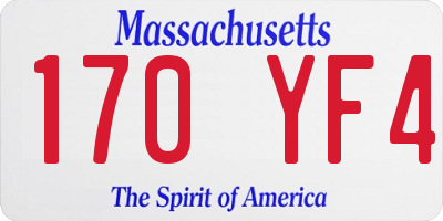 MA license plate 170YF4