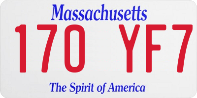 MA license plate 170YF7