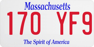 MA license plate 170YF9