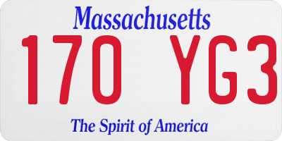 MA license plate 170YG3