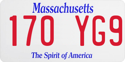 MA license plate 170YG9