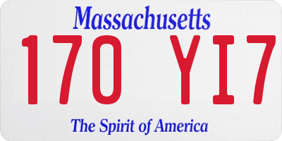 MA license plate 170YI7