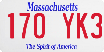 MA license plate 170YK3