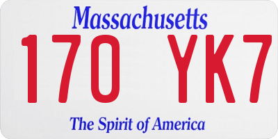 MA license plate 170YK7