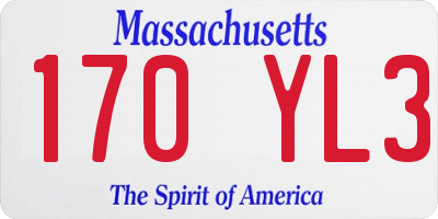 MA license plate 170YL3