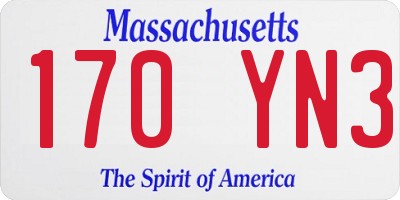 MA license plate 170YN3