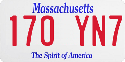 MA license plate 170YN7