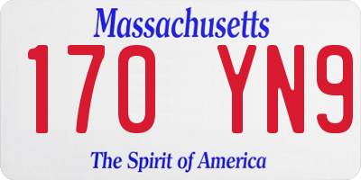 MA license plate 170YN9