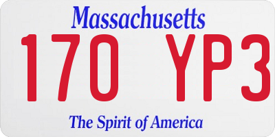 MA license plate 170YP3