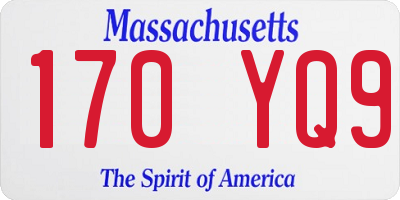 MA license plate 170YQ9