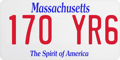 MA license plate 170YR6