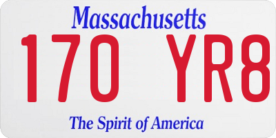 MA license plate 170YR8