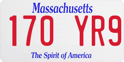 MA license plate 170YR9