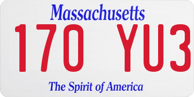 MA license plate 170YU3