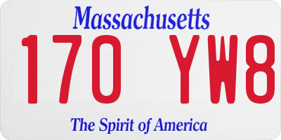 MA license plate 170YW8