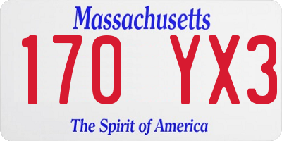 MA license plate 170YX3