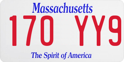 MA license plate 170YY9