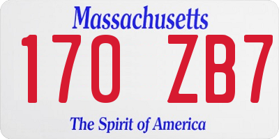 MA license plate 170ZB7