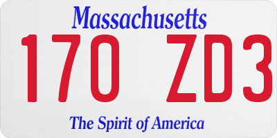 MA license plate 170ZD3