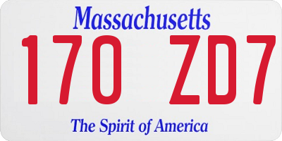 MA license plate 170ZD7