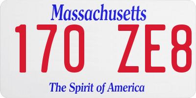 MA license plate 170ZE8