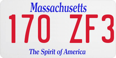 MA license plate 170ZF3