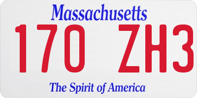 MA license plate 170ZH3