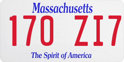 MA license plate 170ZI7