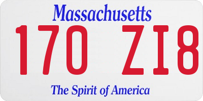 MA license plate 170ZI8