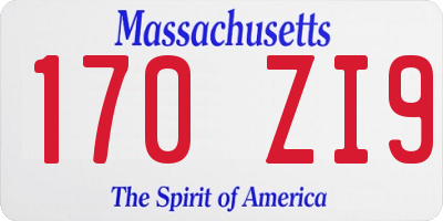 MA license plate 170ZI9