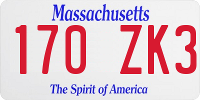 MA license plate 170ZK3