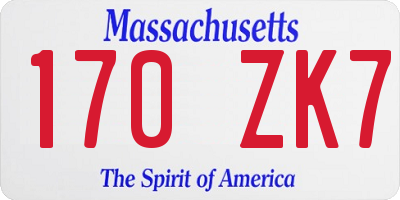 MA license plate 170ZK7