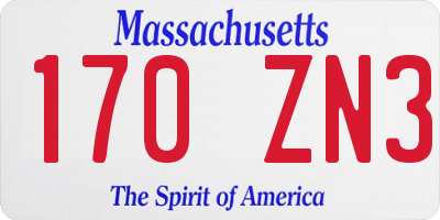 MA license plate 170ZN3