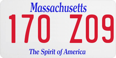 MA license plate 170ZO9