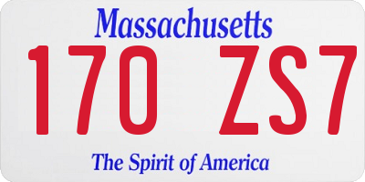 MA license plate 170ZS7