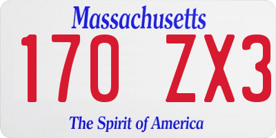 MA license plate 170ZX3