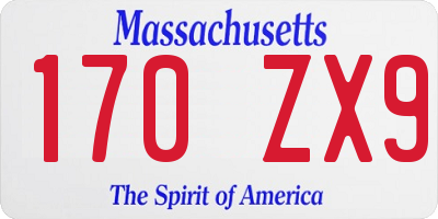 MA license plate 170ZX9