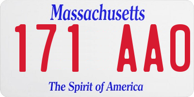 MA license plate 171AA0