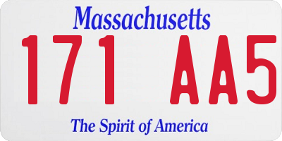 MA license plate 171AA5