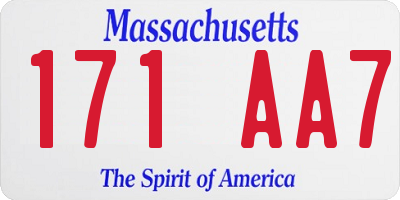 MA license plate 171AA7
