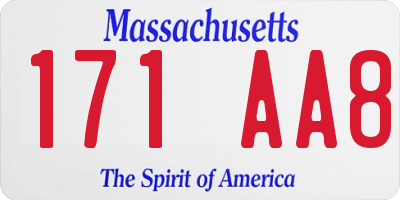 MA license plate 171AA8