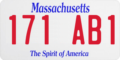 MA license plate 171AB1