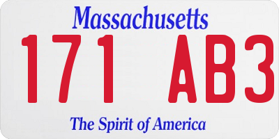 MA license plate 171AB3